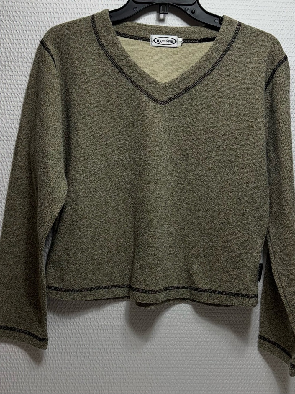 Vintage hyp golf Women's Olive Green V-Neck Sweater large